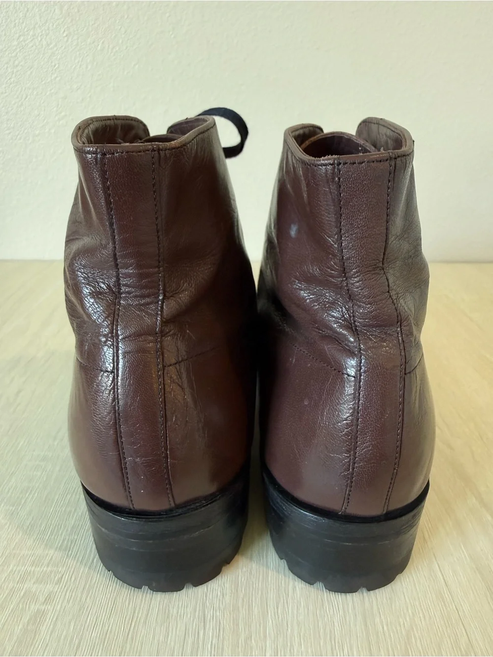 Stacy Adams Men’s Brown Leather Cap Toe Lace Up Ankle Boots Vibram Sole Size 12